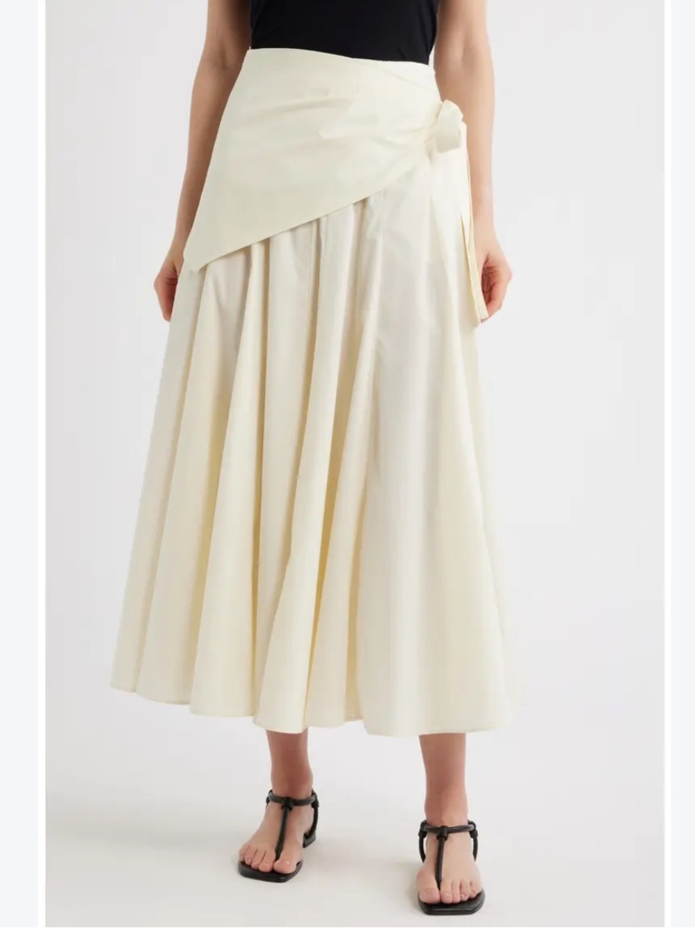 NWT MANGO Cream Detail Midi Skirt